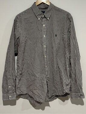 Ralph Lauren Men's XL Brown/White Check Cotton Long Sleeve Button-Down Shirt